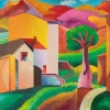 Pamono Massimo Sonnino, Cottages, Acrylic Painting, 2000> Painting