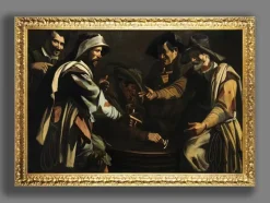 Best Pamono Master of the Flagellation of Cesena, The Morra Players, 1620, Oil on Canvas, Framed