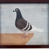 Pamono Matt Rix, Naive Style Racing Pigeon, Oil on Canvas, Framed> Contemporary|Painting