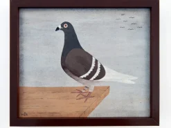 Pamono Matt Rix, Naive Style Racing Pigeon, Oil on Canvas, Framed> Contemporary|Painting