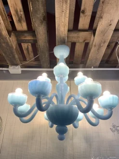 Pamono Matte Light-Blue Murano Style Glass Chandelier from Simoeng> Ceiling Lights