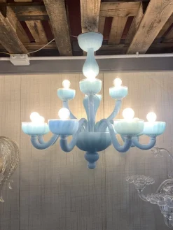 Pamono Matte Light-Blue Murano Style Glass Chandelier from Simoeng><noscript><img width=