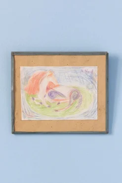 Pamono Maurice Blond, Resting Horse, Coloured Pencil on Paper, 1973> Work On Paper