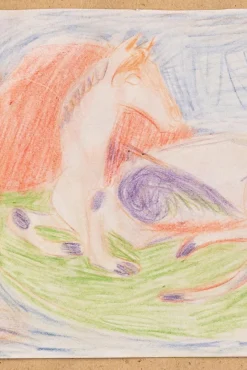 Pamono Maurice Blond, Resting Horse, Coloured Pencil on Paper, 1973><noscript><img width=
