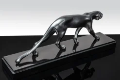 Pamono Maurice Font, Panther Sculpture, 1920s, Metal on Marble Base> Art Deco