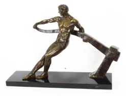 Pamono Maurice Guiraud-Rivière, Art Deco Figure of a Riverman, 1920s, Bronze><noscript><img width=