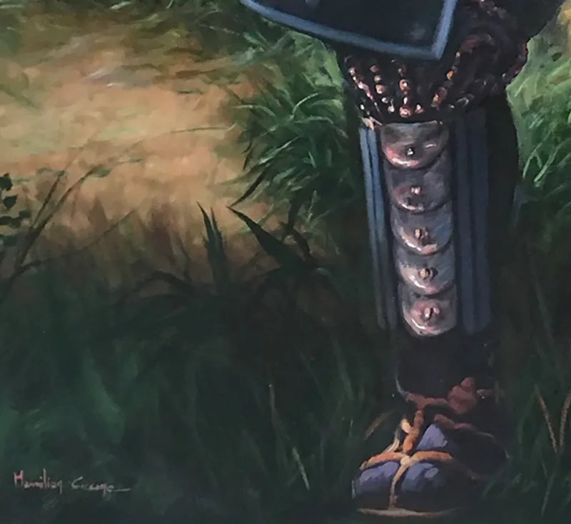 Pamono Maximilian Ciccone, Samurai, Oil on Canvas, Framed> Old Masters