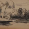 Pamono Maximilien Luce, Calm Corner by the Lake, Original Signed Drawing> Work On Paper
