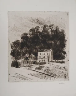 Pamono Maximilien Luce, Country Landscape (Bessy-sur-Cure), 1900, Original Signed Etching> Art Nouveau