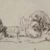 Clearance Pamono Maximilien Luce, Landscape Near Rolleboise, Original Signed Drawing