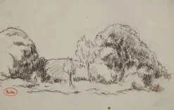 Clearance Pamono Maximilien Luce, Landscape Near Rolleboise, Original Signed Drawing