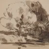 Discount Pamono Maximilien Luce, Nature with Large Trees, Original Signed Drawing