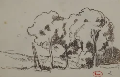 Online Pamono Maximilien Luce, Normandy, Forest in Summer, Original Signed Drawing