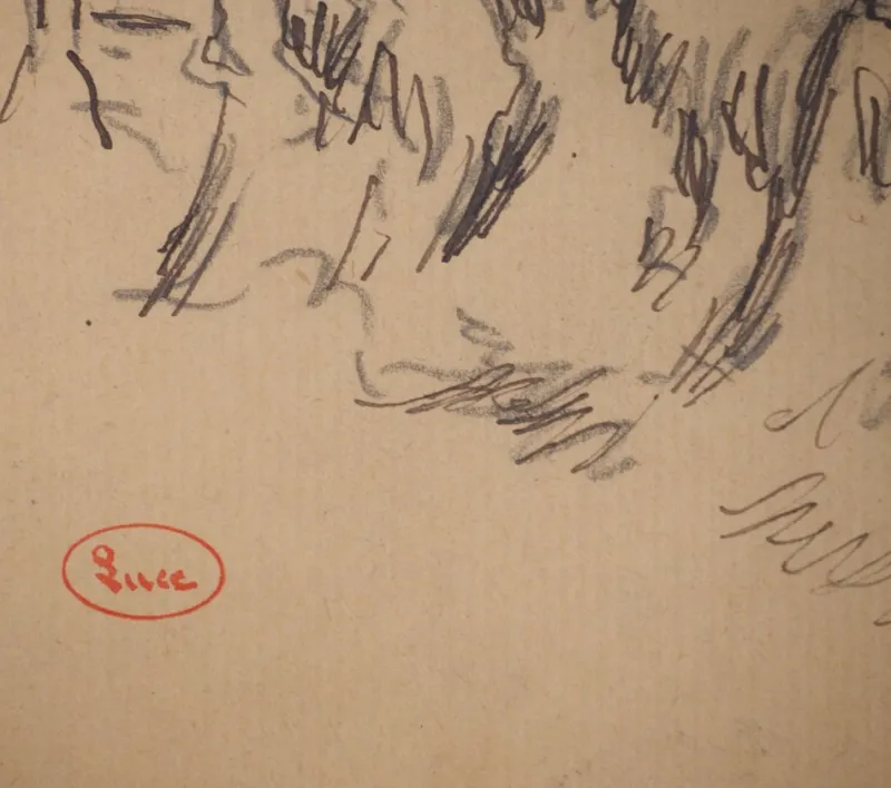 Pamono Maximilien Luce, Roadside Vegetation, Original Signed Drawing> Work On Paper