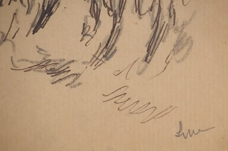 Pamono Maximilien Luce, Roadside Vegetation, Original Signed Drawing> Work On Paper