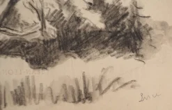 Pamono Maximilien Luce, Study of a Tree, Original Signed Drawing> Work On Paper