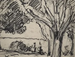 Pamono Maximilien Luce, Walkers in the Woods, Original Signed Drawing><noscript><img width=