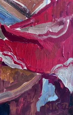 Pamono Maya Kopitzeva, Still Life with Lilies of the Valley and a Red Tablecloth, 1979, Oil on Canvas><noscript><img width=
