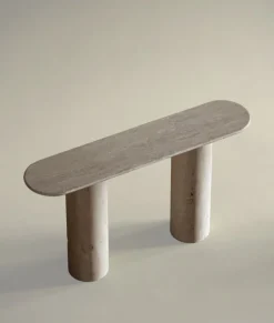 Pamono Maya Three-Piece Travertine Console Table by Stonemarble> Tables|Console Tables