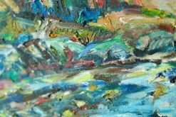 Hot Pamono M-B Swömbom-Backman, Vivid Coastline, Mid-20th Century, Oil on Canvas, Framed