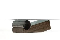 New Pamono Medes Coffee Table in Wenge Marble and Devastated Iron Metal and Glass by Joaquín Moll for Meddel