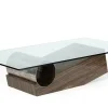 Pamono Medes Coffee Table in Wenge Sandstone and Sanded Iron Circle with Glass Top by Joaquín Moll
