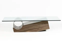 Pamono Medes Coffee Table in Wenge Sandstone and Sanded Iron Circle with Glass Top by Joaquín Moll