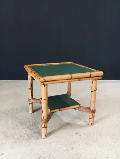 Pamono Mediterranean Bamboo Side Table in the style of Audoux Minet, France, 1950s> Coffee & Side Tables