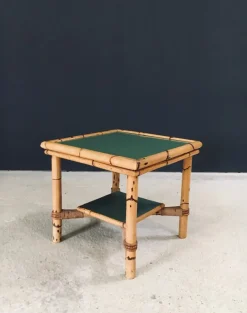 Pamono Mediterranean Bamboo Side Table in the style of Audoux Minet, France, 1950s><noscript><img width=