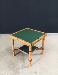 Pamono Mediterranean Bamboo Side Table in the style of Audoux Minet, France, 1950s><noscript><img width=