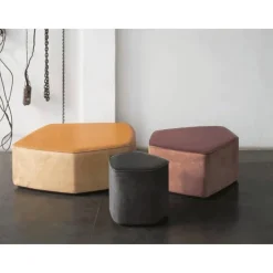 Outlet Pamono Medium Pouf in Vegetable Leather with Suede and Poplar Plywood by Oscar Maschera