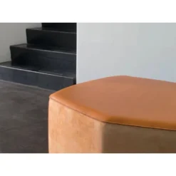 Outlet Pamono Medium Pouf in Vegetable Leather with Suede and Poplar Plywood by Oscar Maschera
