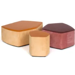 Outlet Pamono Medium Pouf in Vegetable Leather with Suede and Poplar Plywood by Oscar Maschera