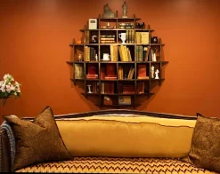Pamono Medium Round Pine Shelves by David Renault><noscript><img width=