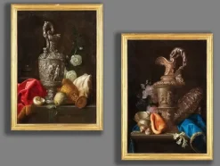 Pamono Meiffren Conte or Comte, Still Lifes with Jugs and Shell, Oil on Canvases, 17th Century, Framed, Set of 2> Old Masters