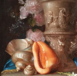 Pamono Meiffren Conte or Comte, Still Lifes with Jugs and Shell, Oil on Canvases, 17th Century, Framed, Set of 2><noscript><img width=