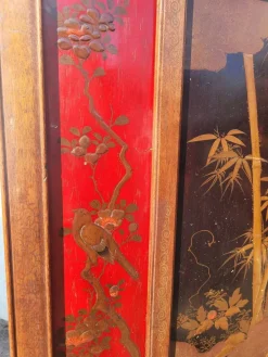 Pamono Meiji Screen with Lacquer Panels, Japan, Late 19th Century><noscript><img width=