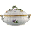 Pamono Meissen Porcelain Lidded Tureen With Hand-Painted Flowers and Gold Edge