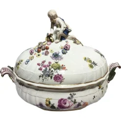 Best Pamono Meissen Porcelain Soup Bowl with Flower Decor, 1755