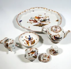 Outlet Pamono Meissen Tea Service with Bird and Insect Painting and Gold, Germany, 1820, Set of 6