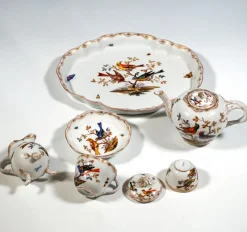 Outlet Pamono Meissen Tea Service with Bird and Insect Painting and Gold, Germany, 1820, Set of 6