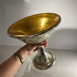 Best Pamono Mercurized and Gilded Blown Glass Bowl with Acid-Etched Floral Decoration, Late 19th Century