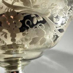 Best Pamono Mercurized and Gilded Blown Glass Bowl with Acid-Etched Floral Decoration, Late 19th Century