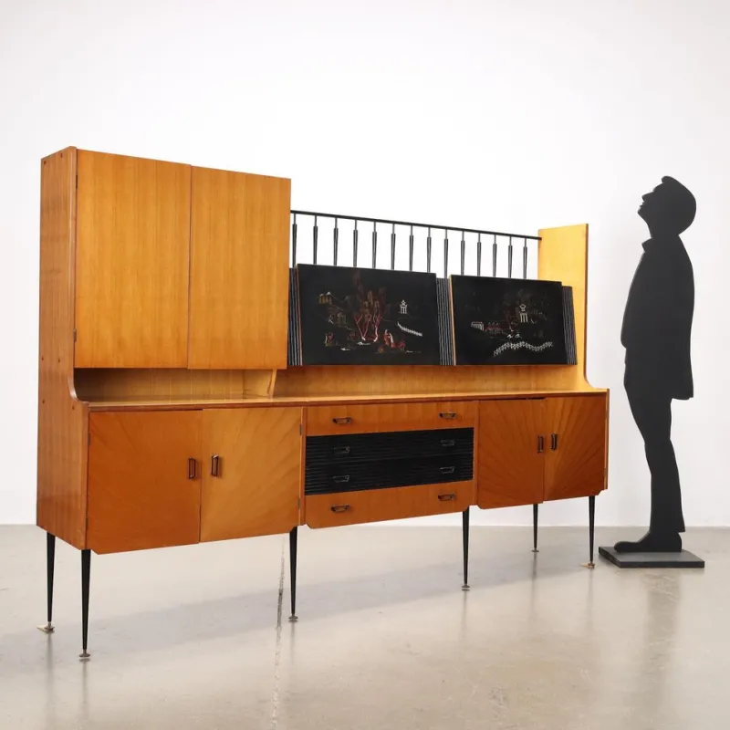 Pamono Metal & Brass Mobile Sideboard, 1960s> Sideboards & Buffets
