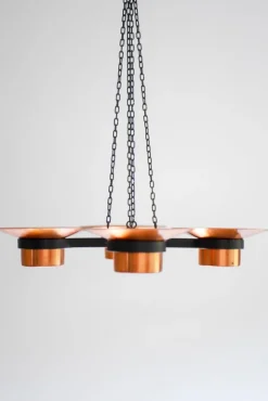 Pamono Metal and Copper Candleholder Pendant by Carl Thore, 1975><noscript><img width=