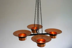 Pamono Metal and Copper Candleholder Pendant by Carl Thore, 1975><noscript><img width=