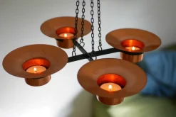 Pamono Metal and Copper Candleholder Pendant by Carl Thore, 1975><noscript><img width=