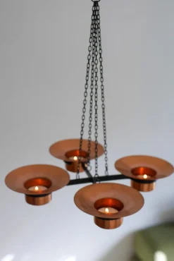 Pamono Metal and Copper Candleholder Pendant by Carl Thore, 1975><noscript><img width=