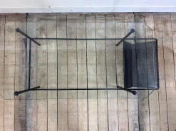 Pamono Metal and Glass Coffee Table by Gérard Guermomprez, 1956><noscript><img width=