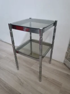 Clearance Pamono Metal and Smoked Glass Side Table, 1970s